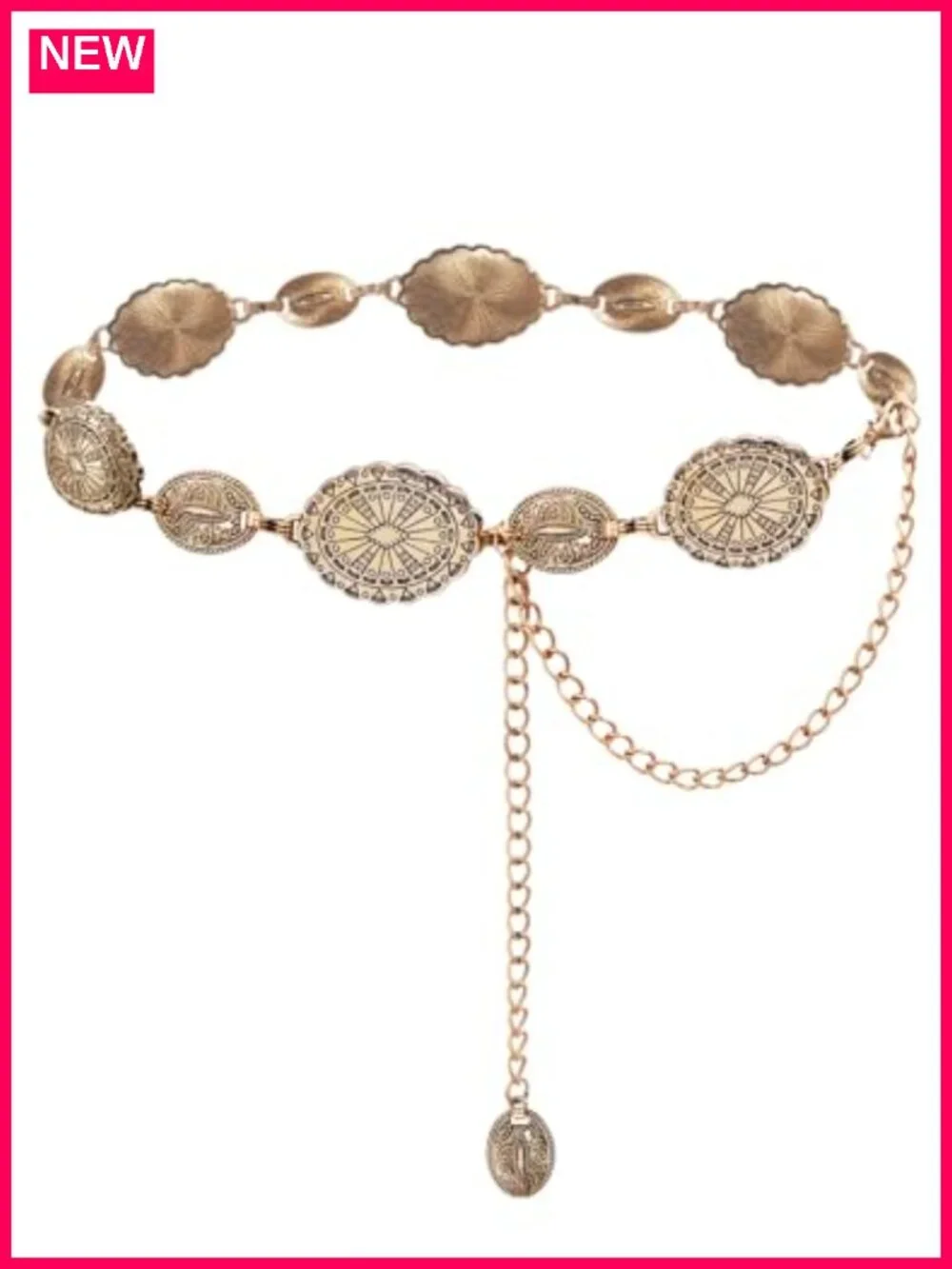Gold Western Concho Chain Belt for Dresses Jeans Concert Outfit